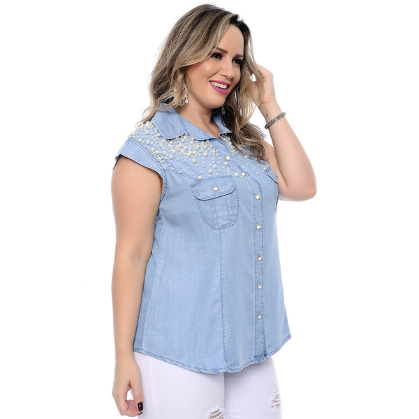 Plus Size 5XL Beaded Top Large Size Blouses