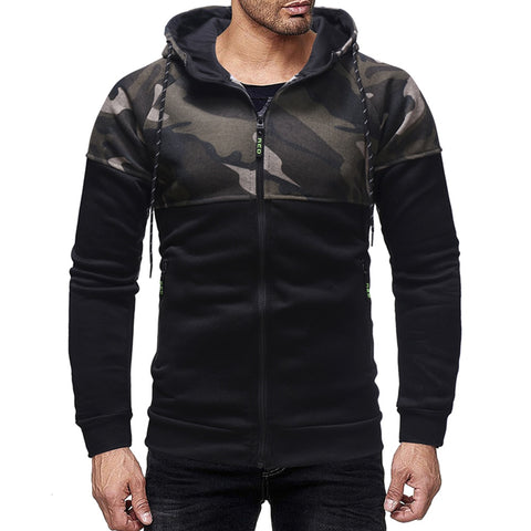 Zipper Camouflage Hooded