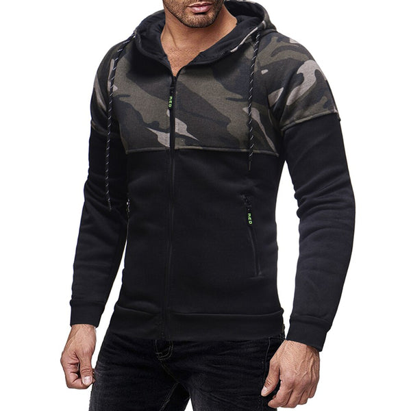 Zipper Camouflage Hooded