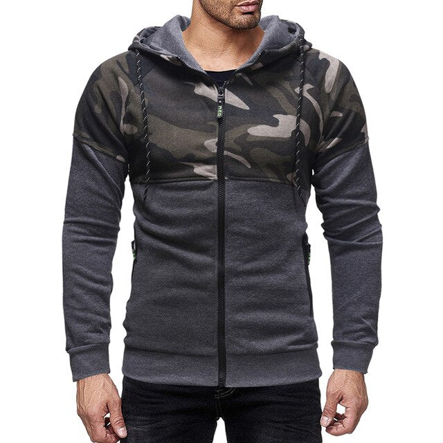 Zipper Camouflage Hooded