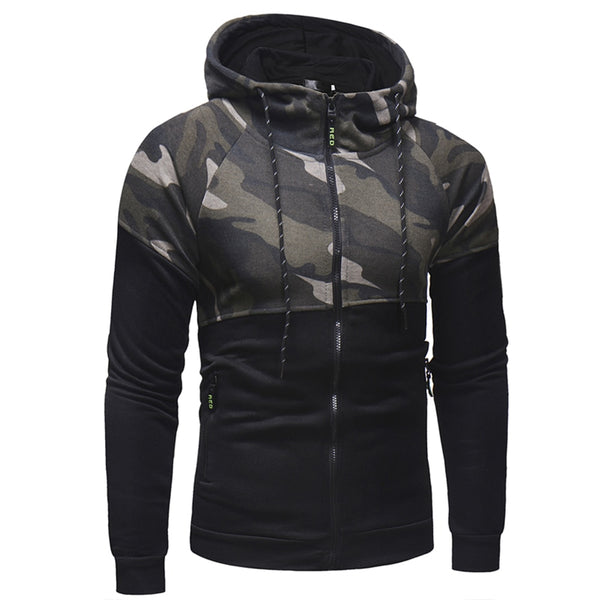 Zipper Camouflage Hooded