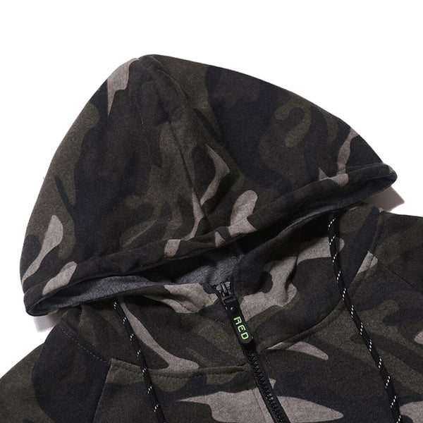 Zipper Camouflage Hooded